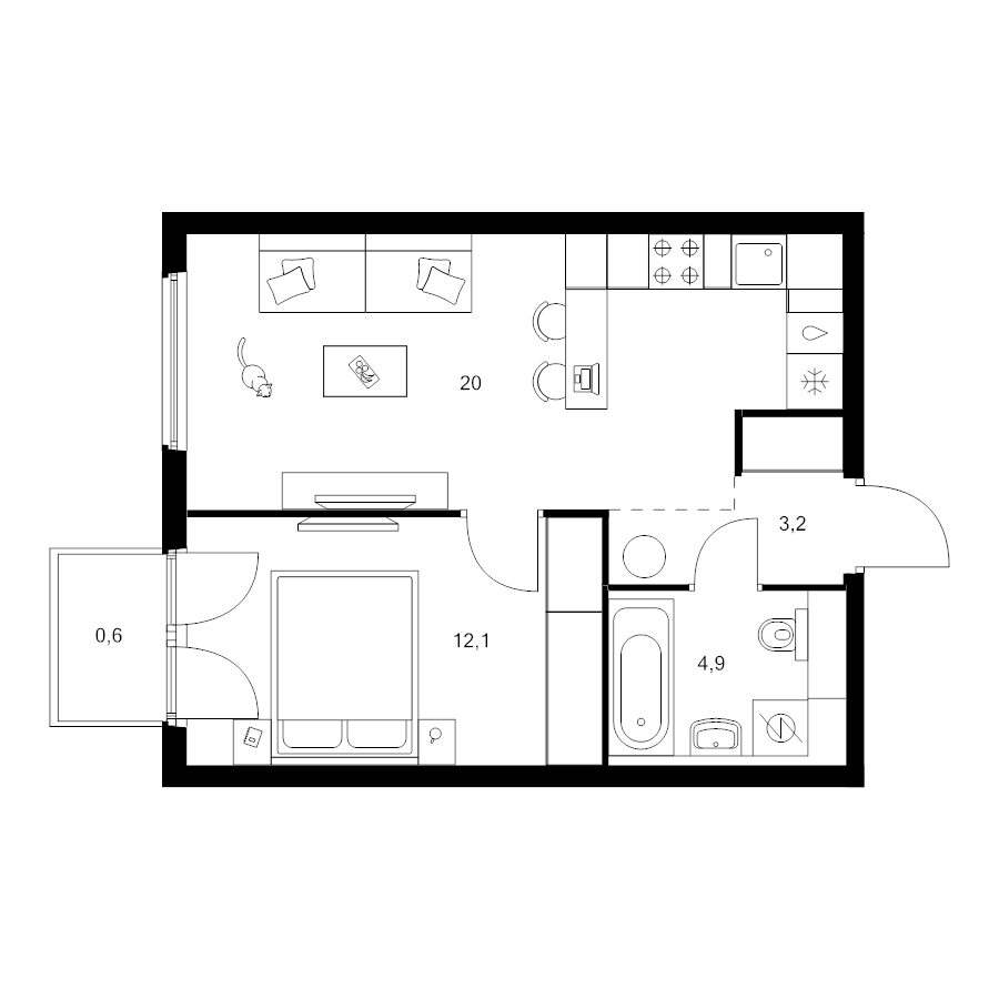 2 ккв (Евро) 40,8 м²