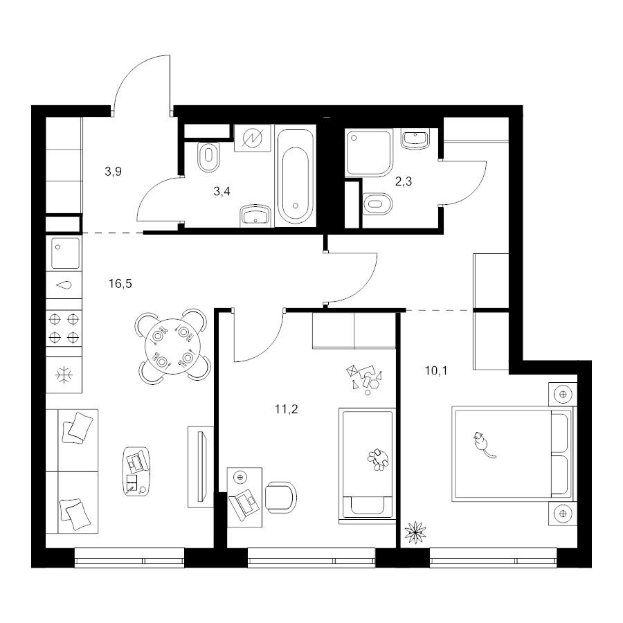 3 ккв (Евро) 53,1 м²
