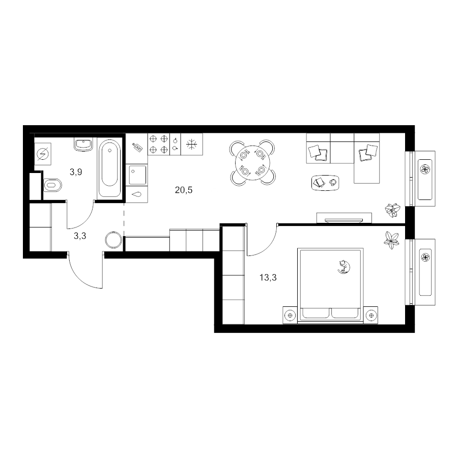 2 ккв (Евро) 41 м²