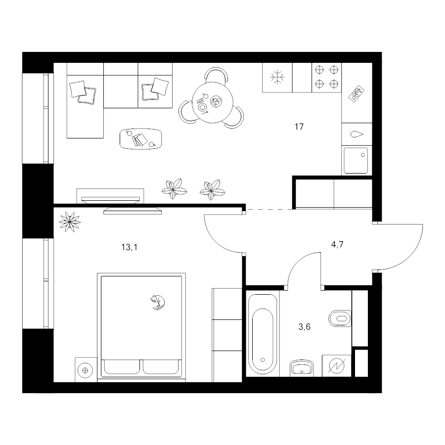 2 ккв (Евро) 38,4 м²