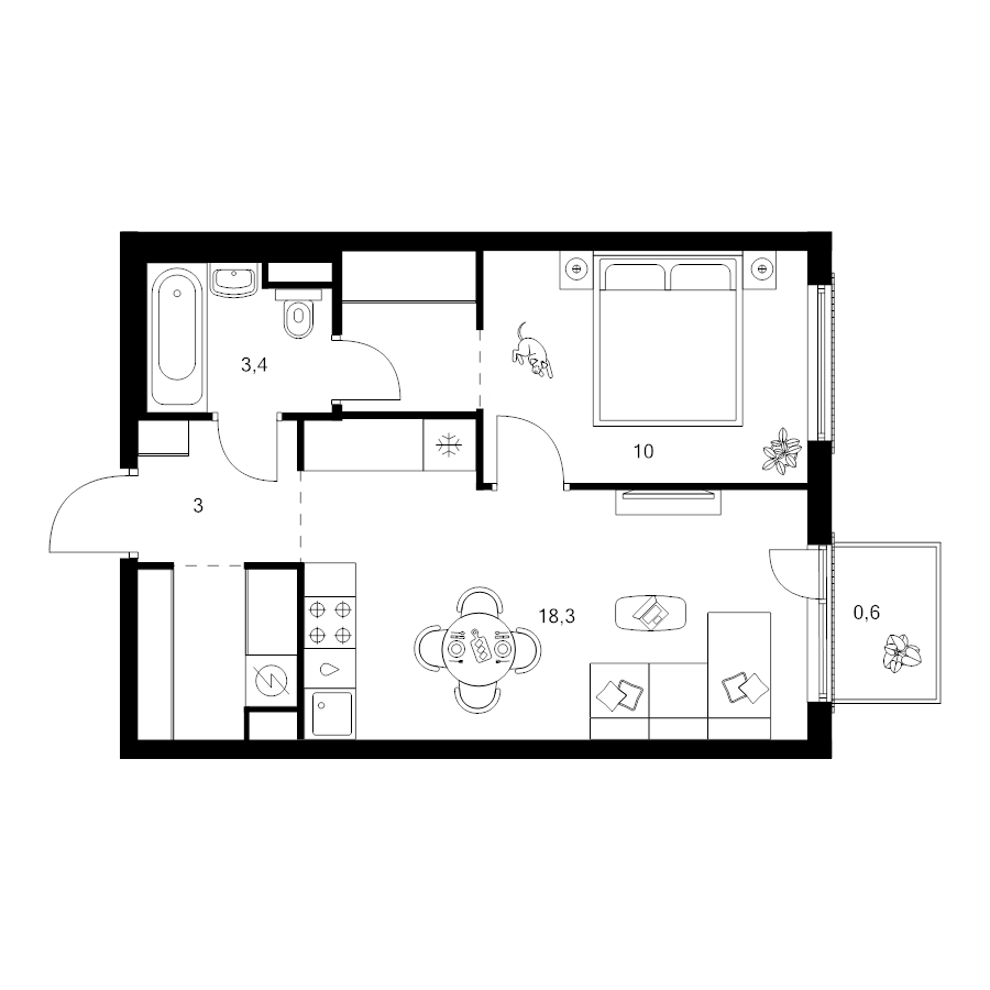 2 ккв (Евро) 41,6 м²
