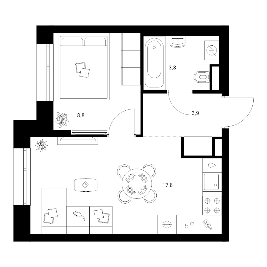 2 ккв (Евро) 34,3 м²