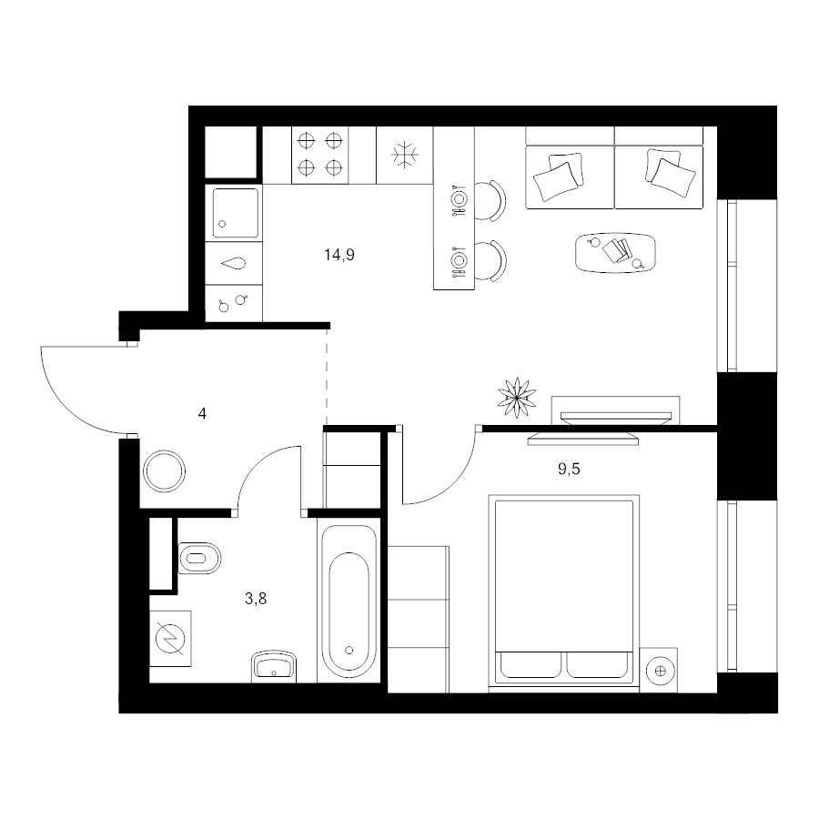 1 ккв 32,2 м²