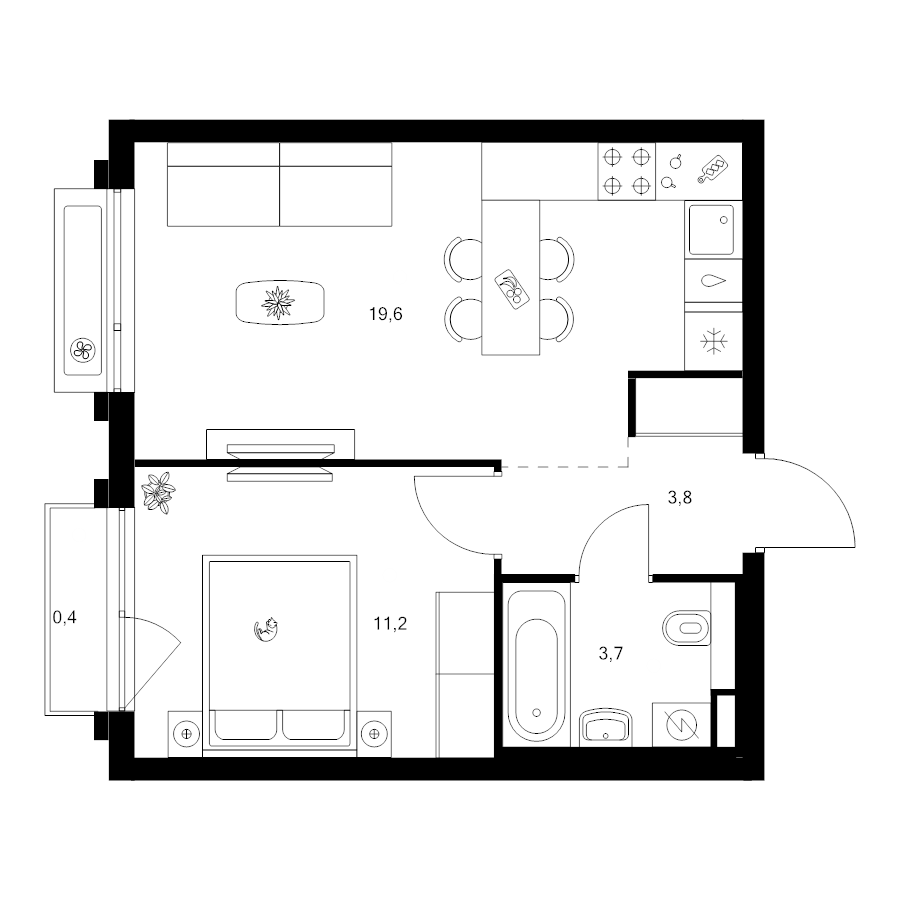 2 ккв (Евро) 38,7 м²