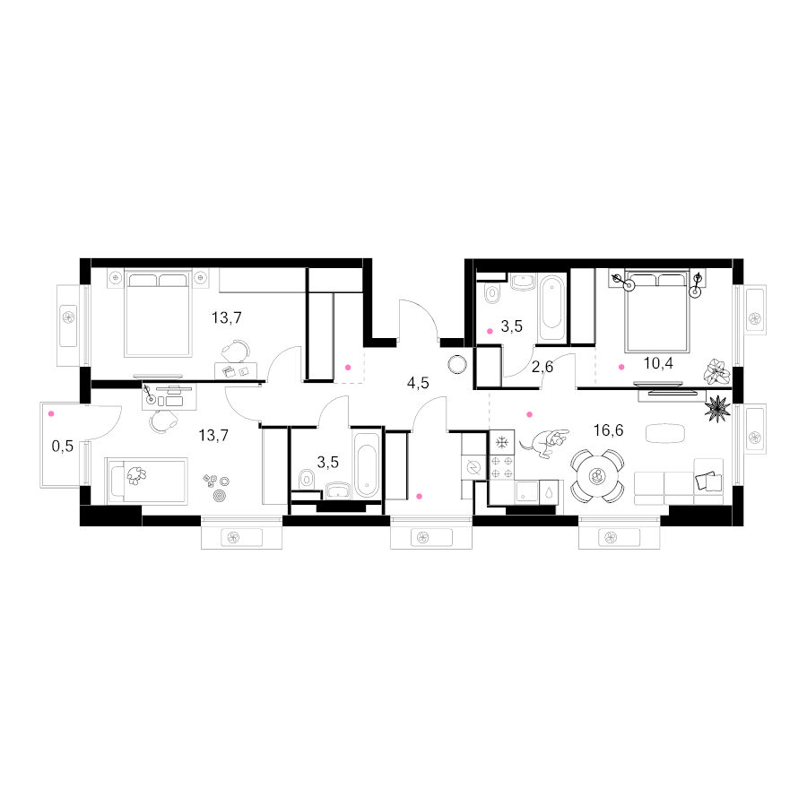 4 ккв (Евро) 80,5 м²