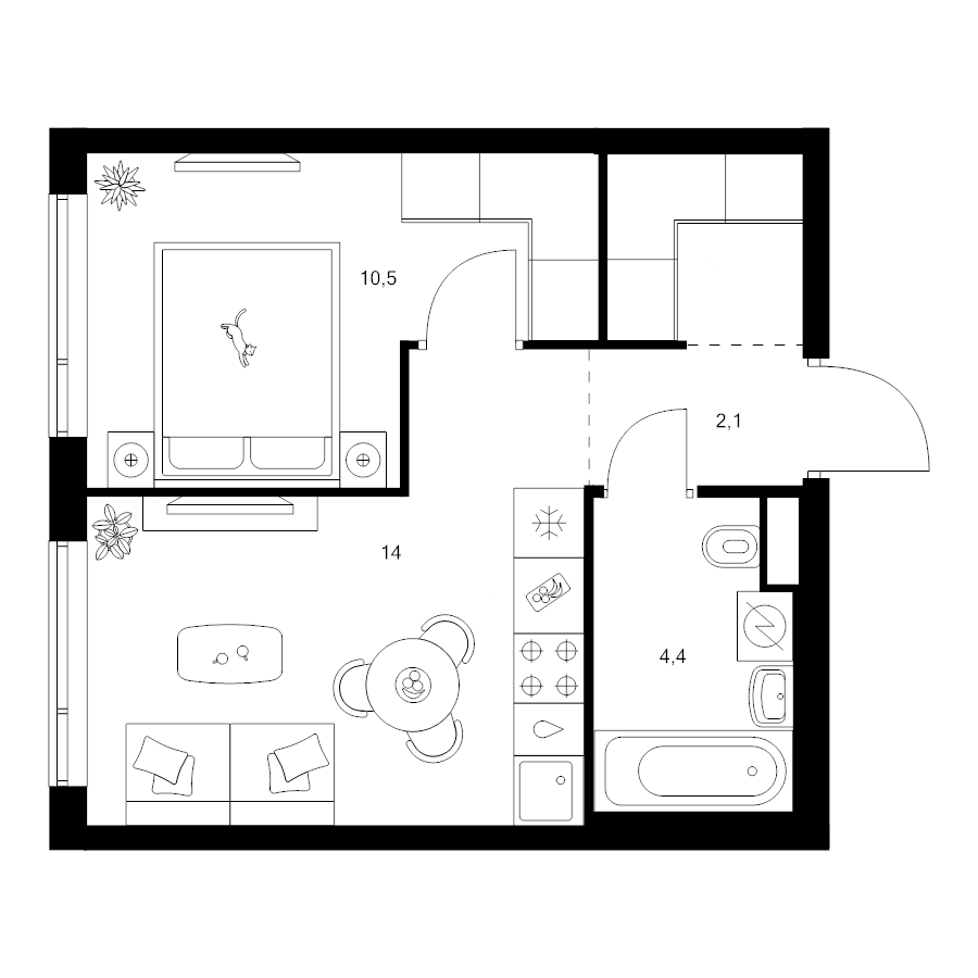 1 ккв 33,7 м²