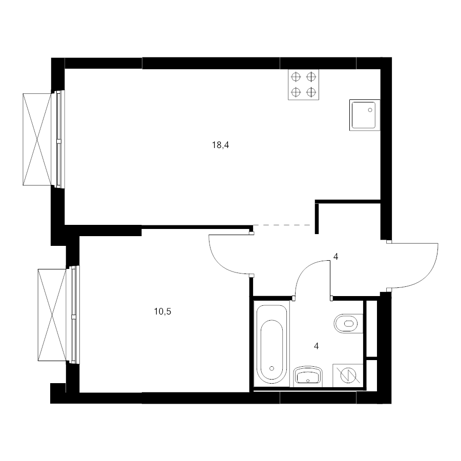 2 ккв (Евро) 36,9 м²