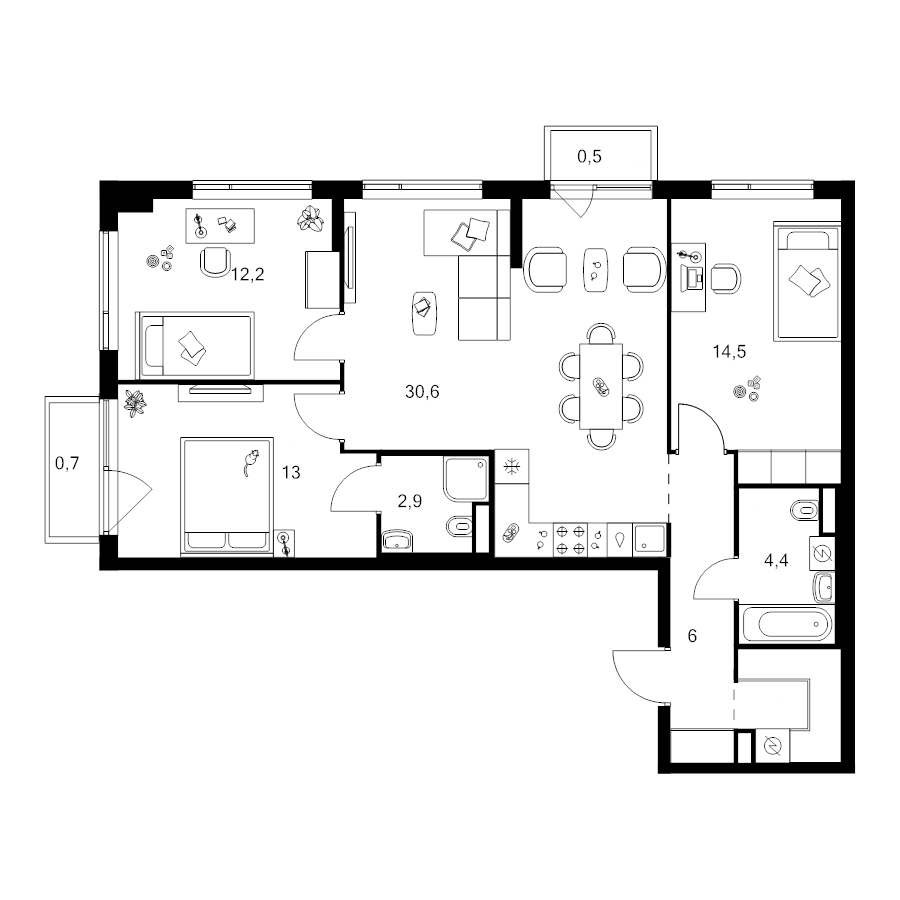 4 ккв (Евро) 88,1 м²