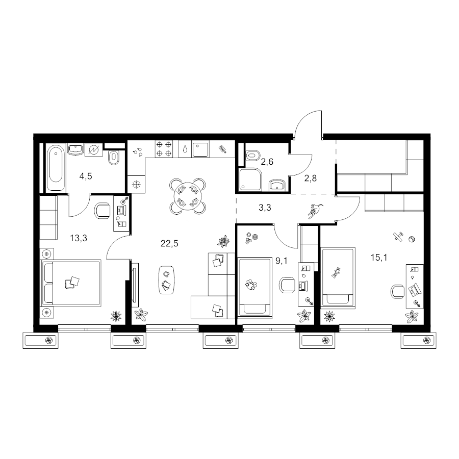 4 ккв (Евро) 78,4 м²