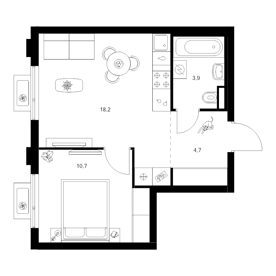 2 ккв (Евро) 37,5 м²