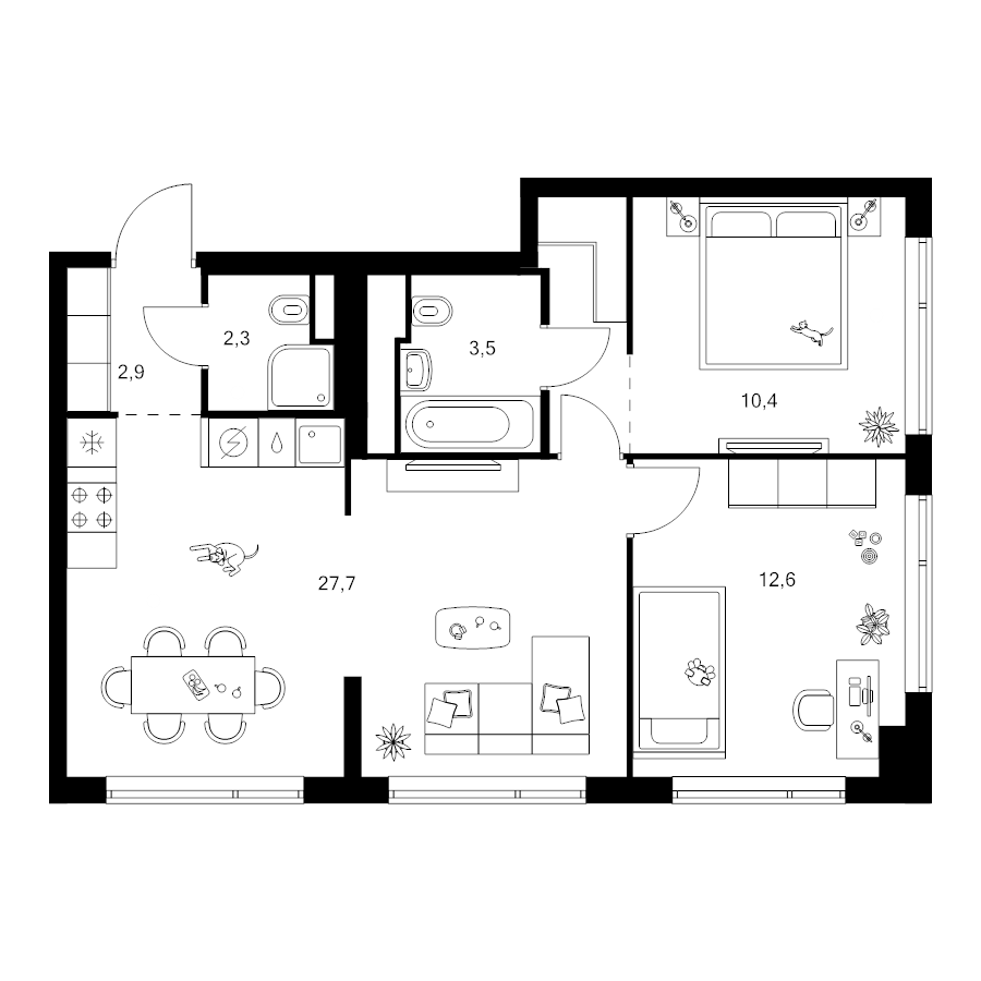 3 ккв (Евро) 62,4 м²