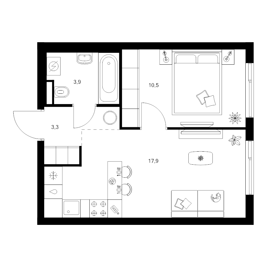 2 ккв (Евро) 35,6 м²
