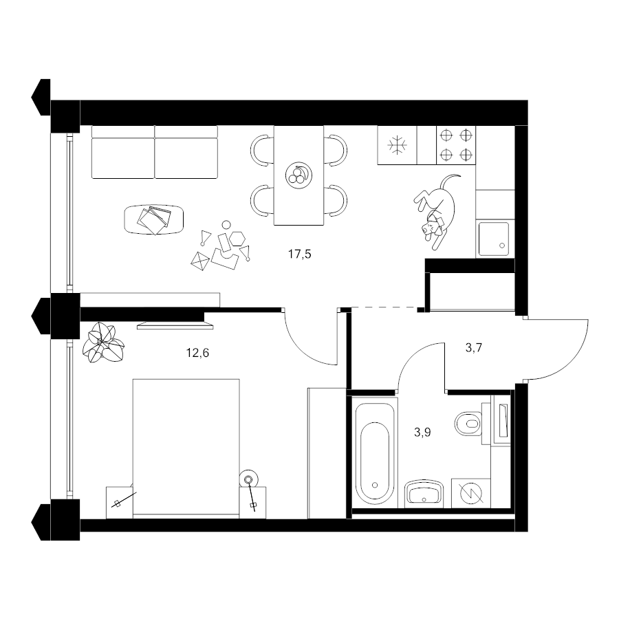 2 ккв (Евро) 37,7 м²