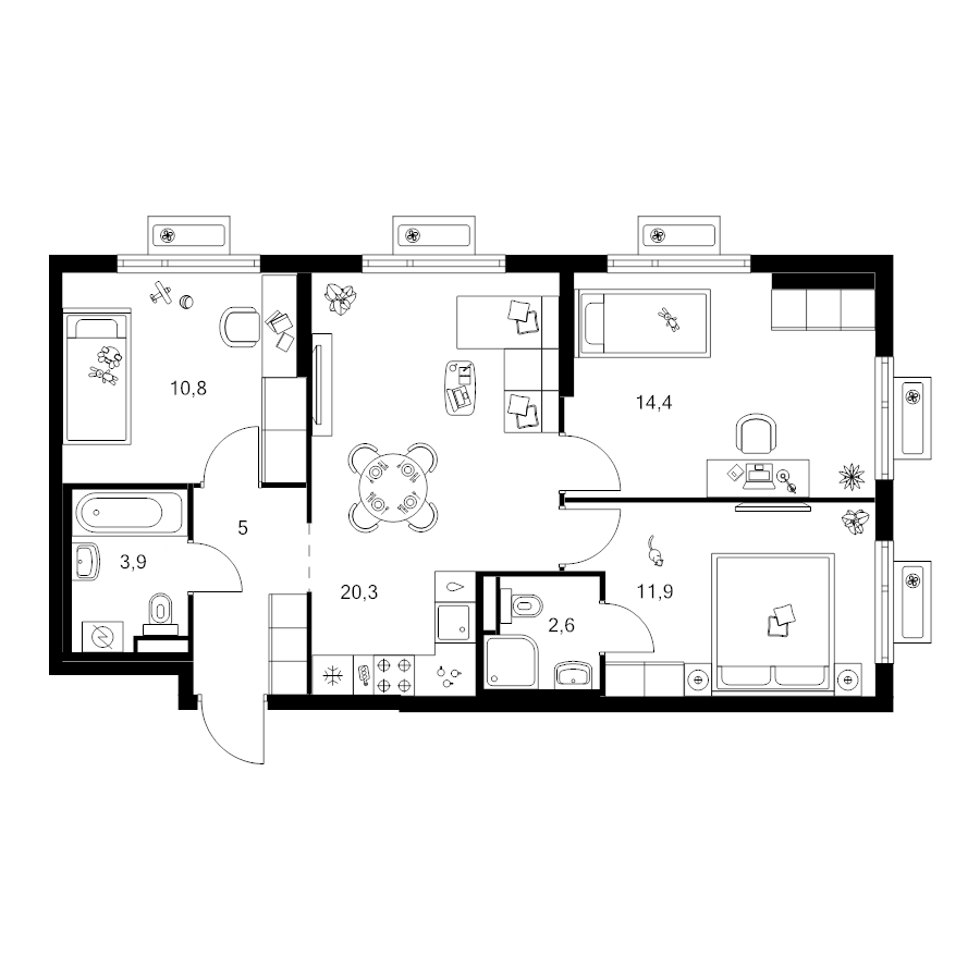 4 ккв (Евро) 68,9 м²