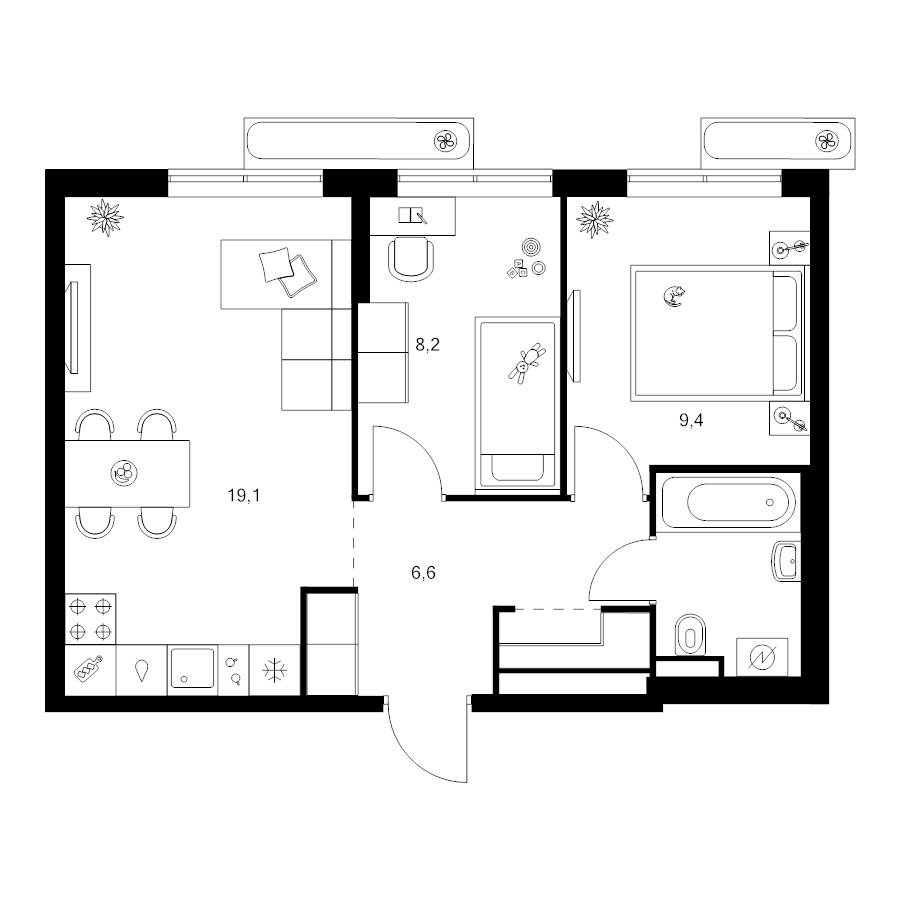 3 ккв (Евро) 48,3 м²