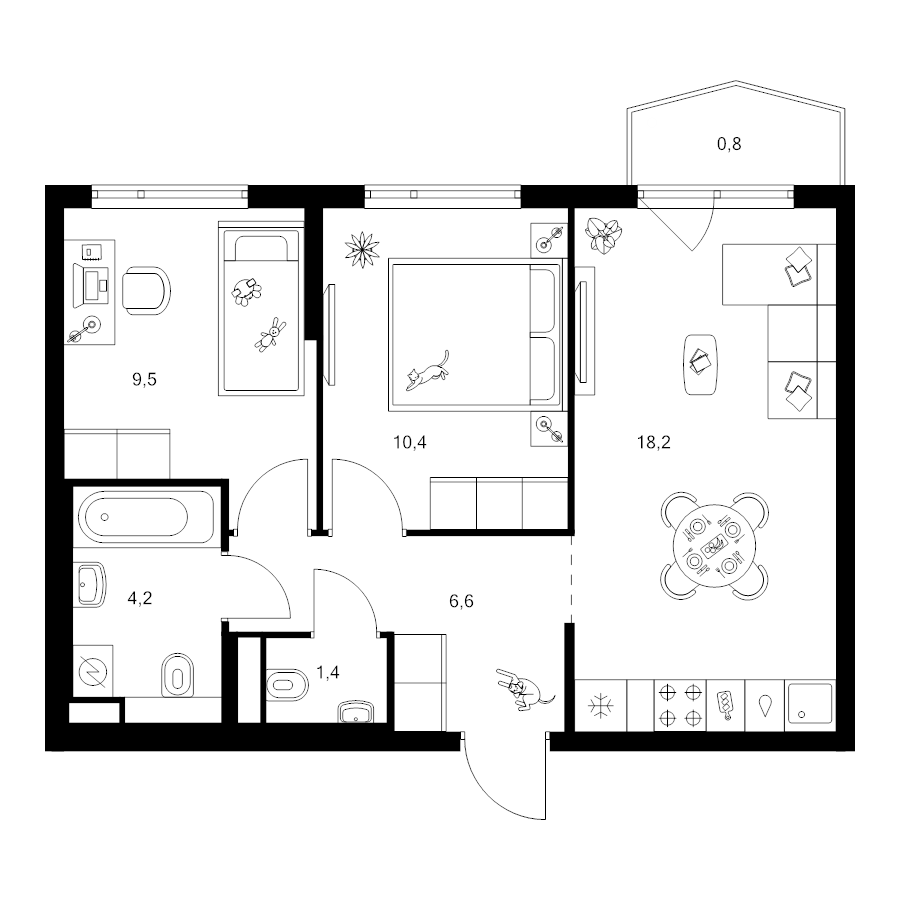 3 ккв (Евро) 51,1 м²