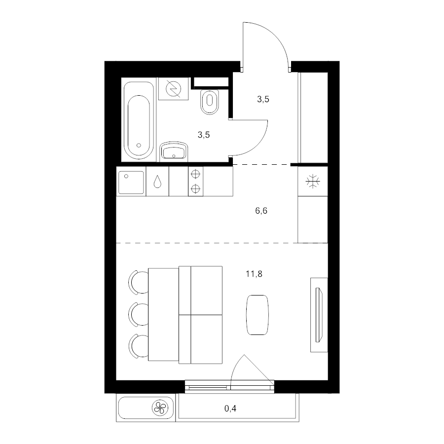 Студия 25,8 м²