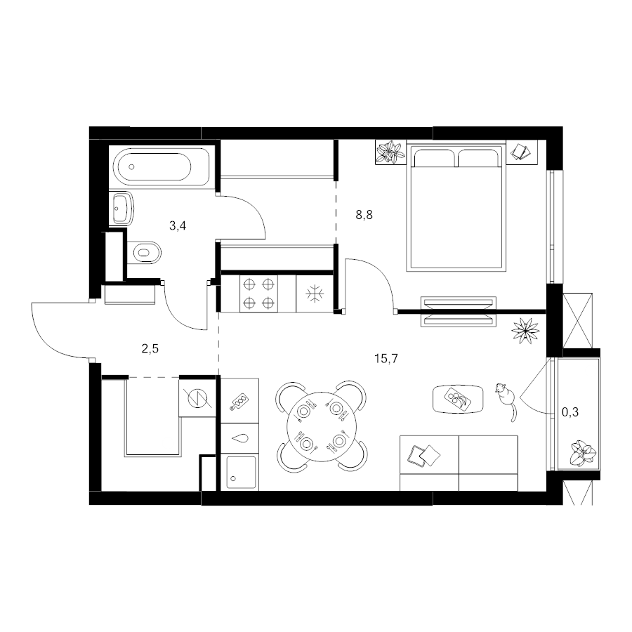2 ккв (Евро) 37,4 м²