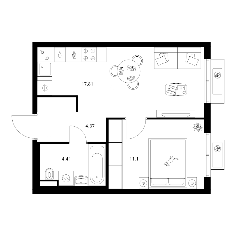 2 ккв (Евро) 37,7 м²
