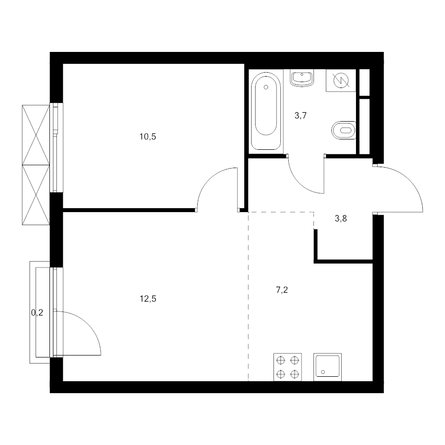 2 ккв (Евро) 37,9 м²