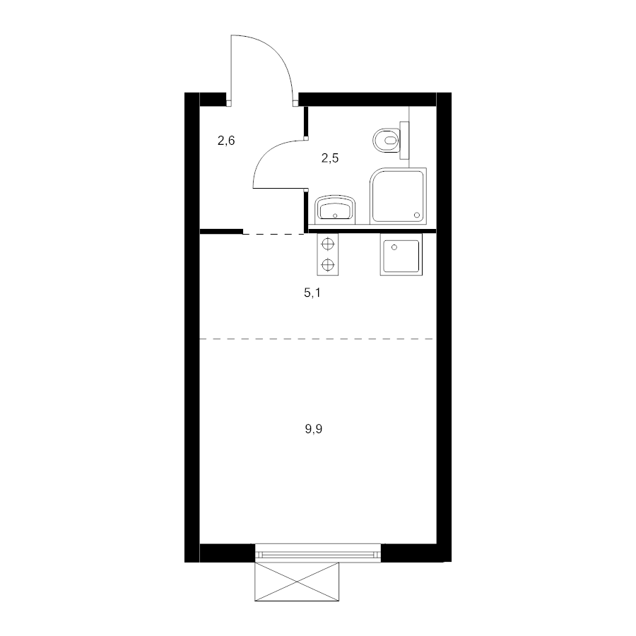 Студия 19,5 м²