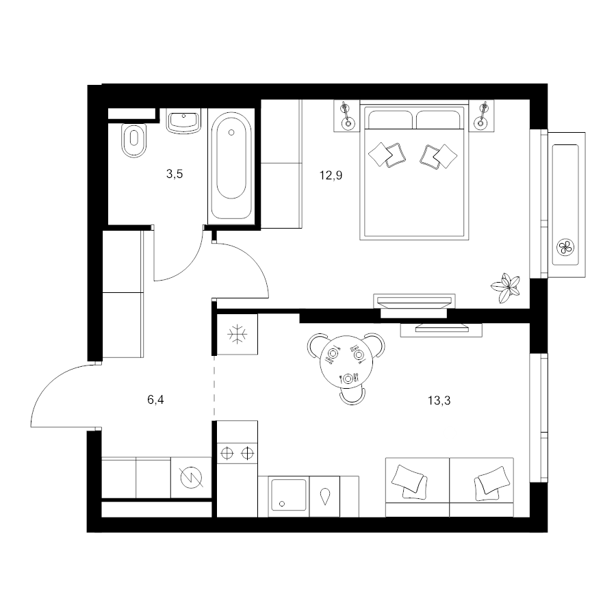 1 ккв 36,1 м²