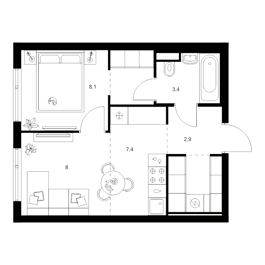 1 ккв 36 м²