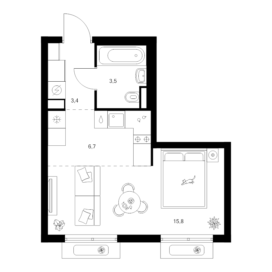 Студия 29,4 м²