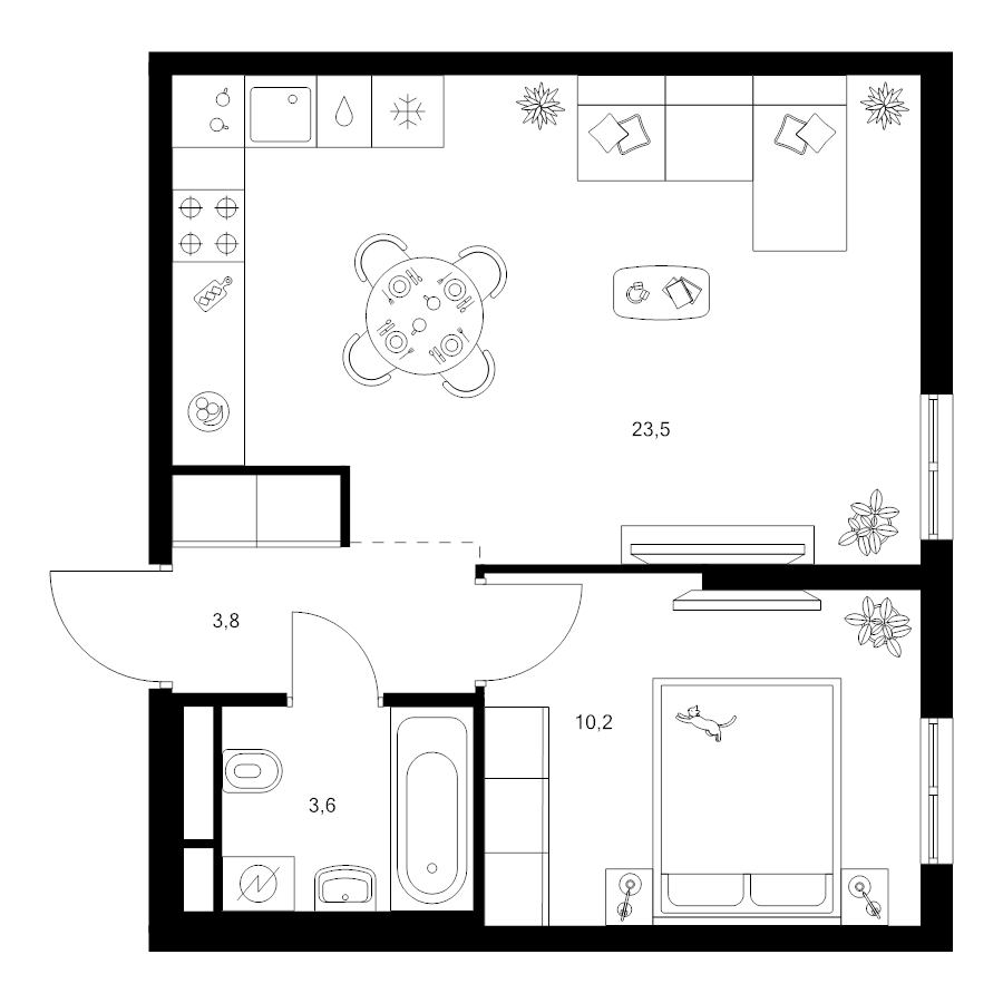 2 ккв (Евро) 41,1 м²