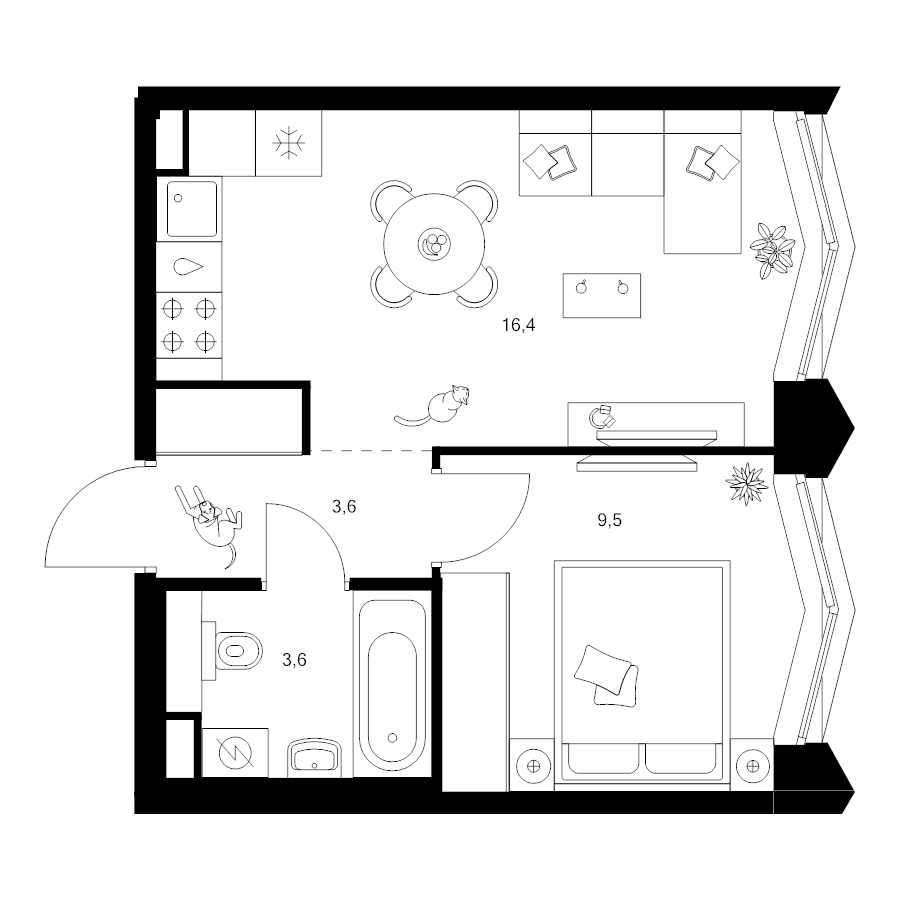 2 ккв (Евро) 33,1 м²