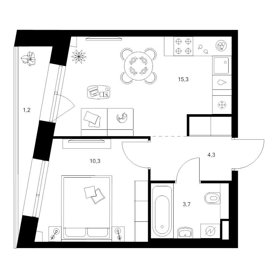 2 ккв (Евро) 34,8 м²