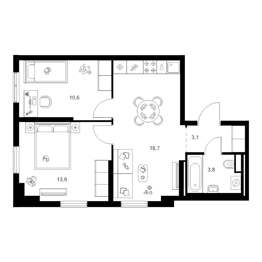 3 ккв (Евро) 50,1 м²