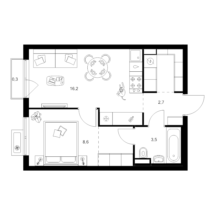 2 ккв (Евро) 37,7 м²