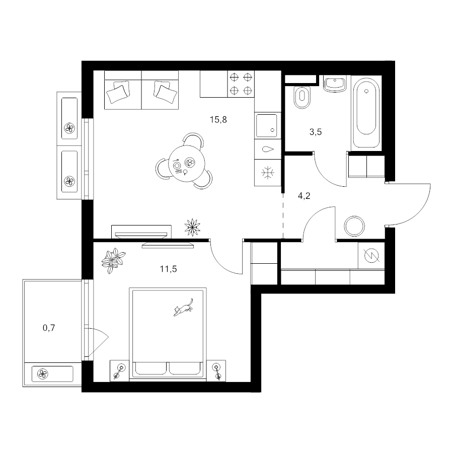 2 ккв (Евро) 37,9 м²