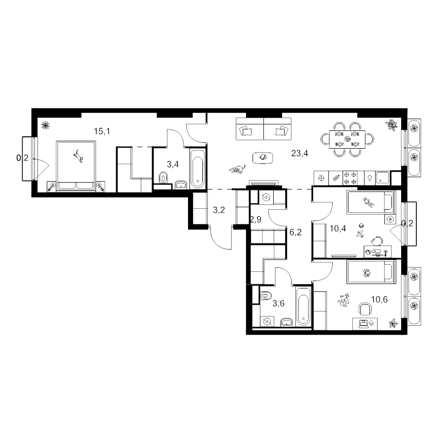 4 ккв (Евро) 81,8 м²