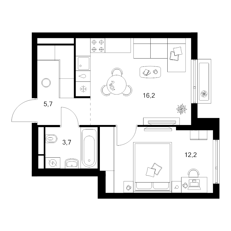 2 ккв (Евро) 37,8 м²