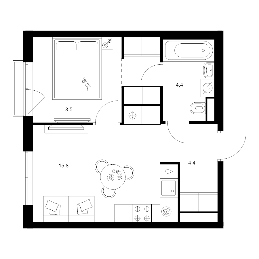 2 ккв (Евро) 36,2 м²