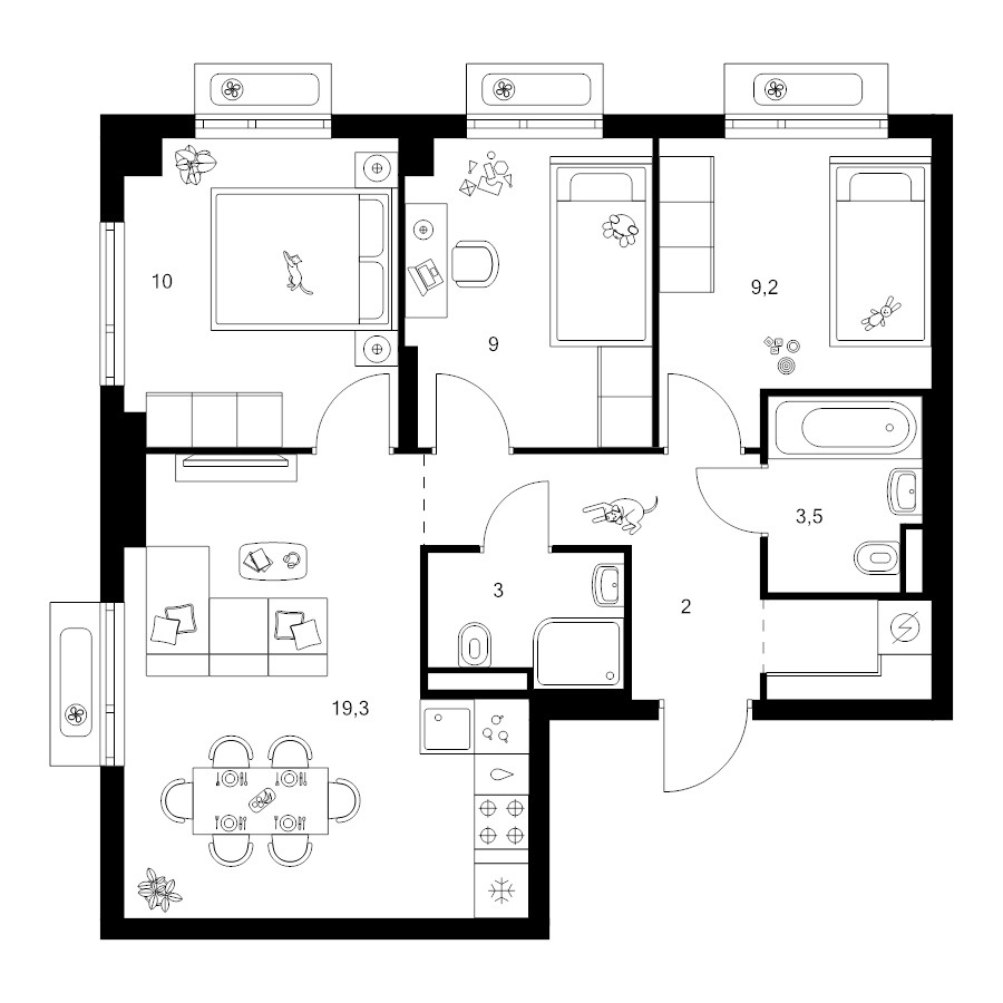 4 ккв (Евро) 62,4 м²