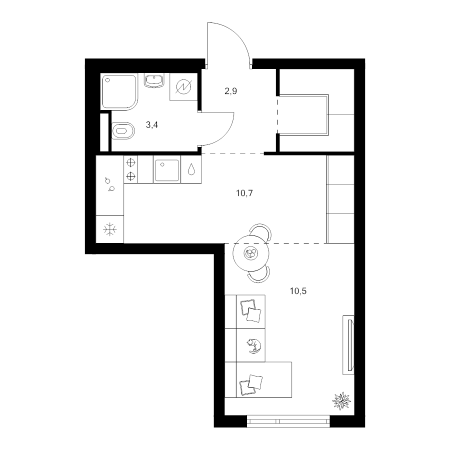 Студия 30,4 м²