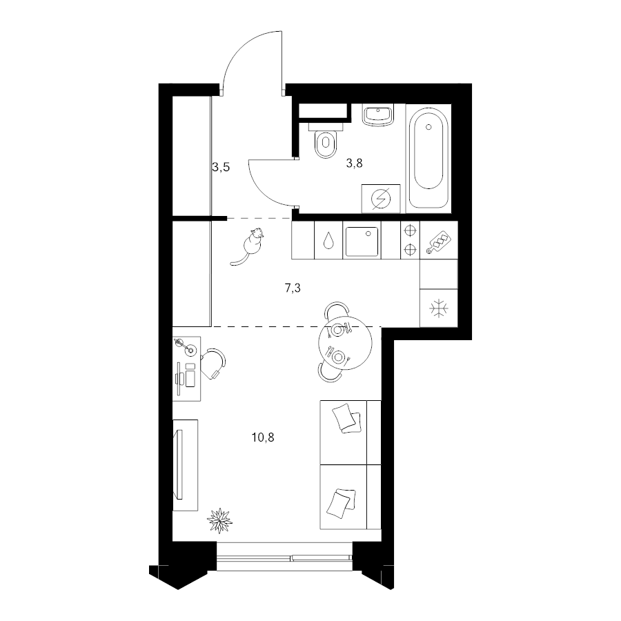 Студия 25,4 м²