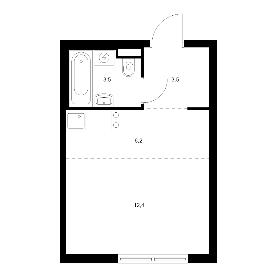 Студия 25,6 м²