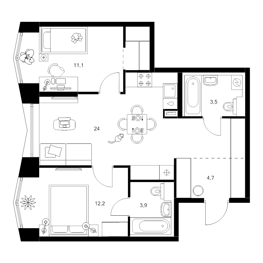 3 ккв (Евро) 61,2 м²