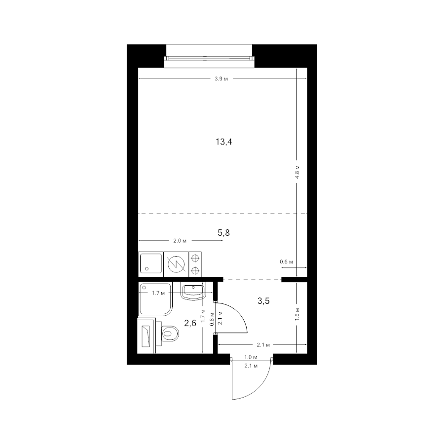 Студия 25,2 м²