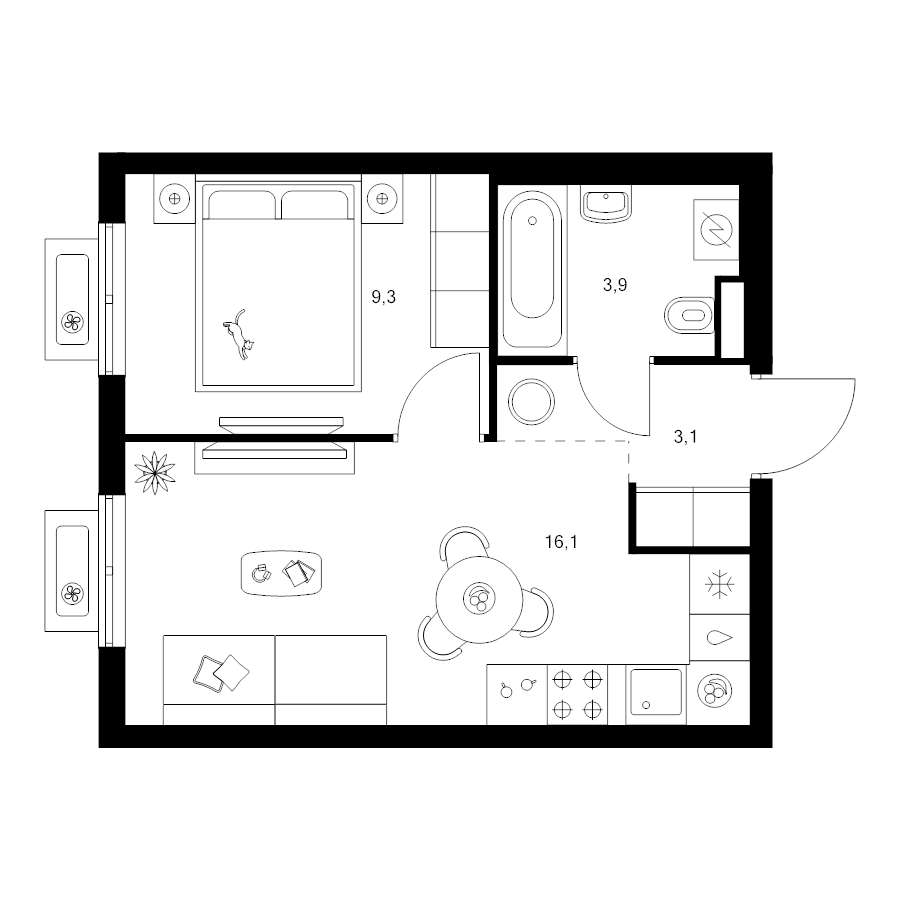 2 ккв (Евро) 32,4 м²