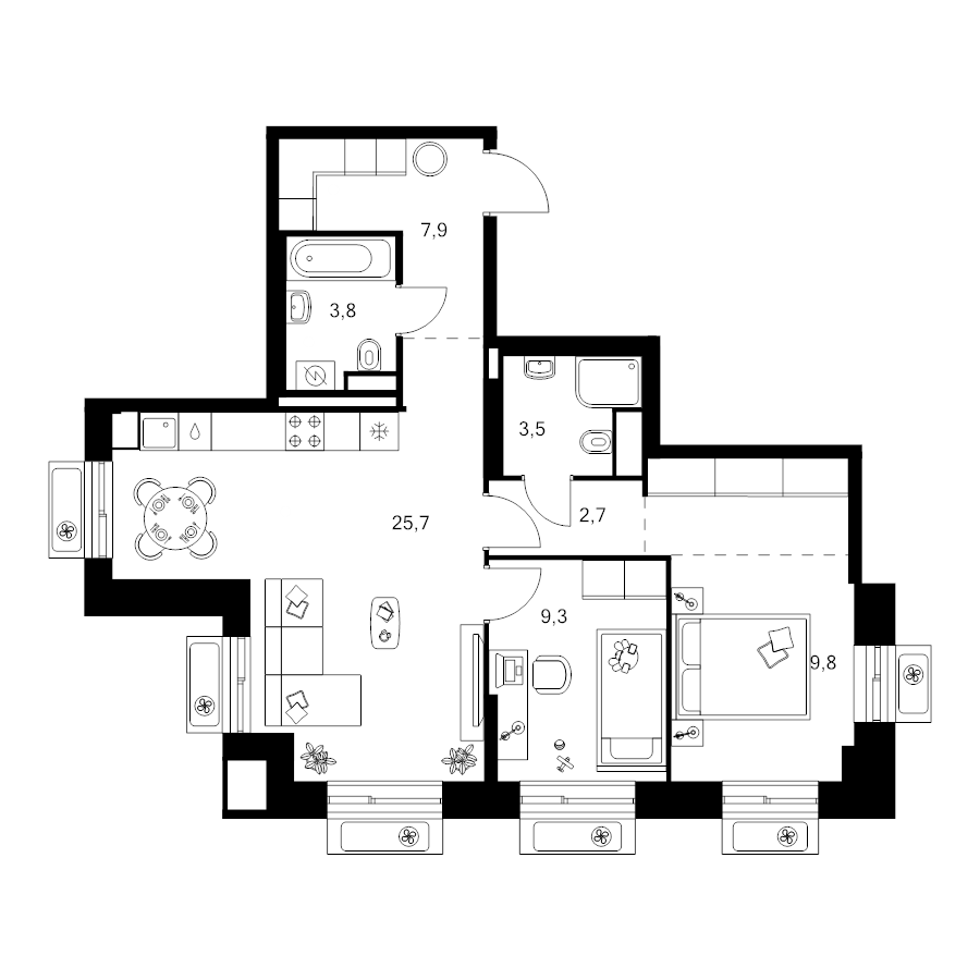 3 ккв (Евро) 67,7 м²