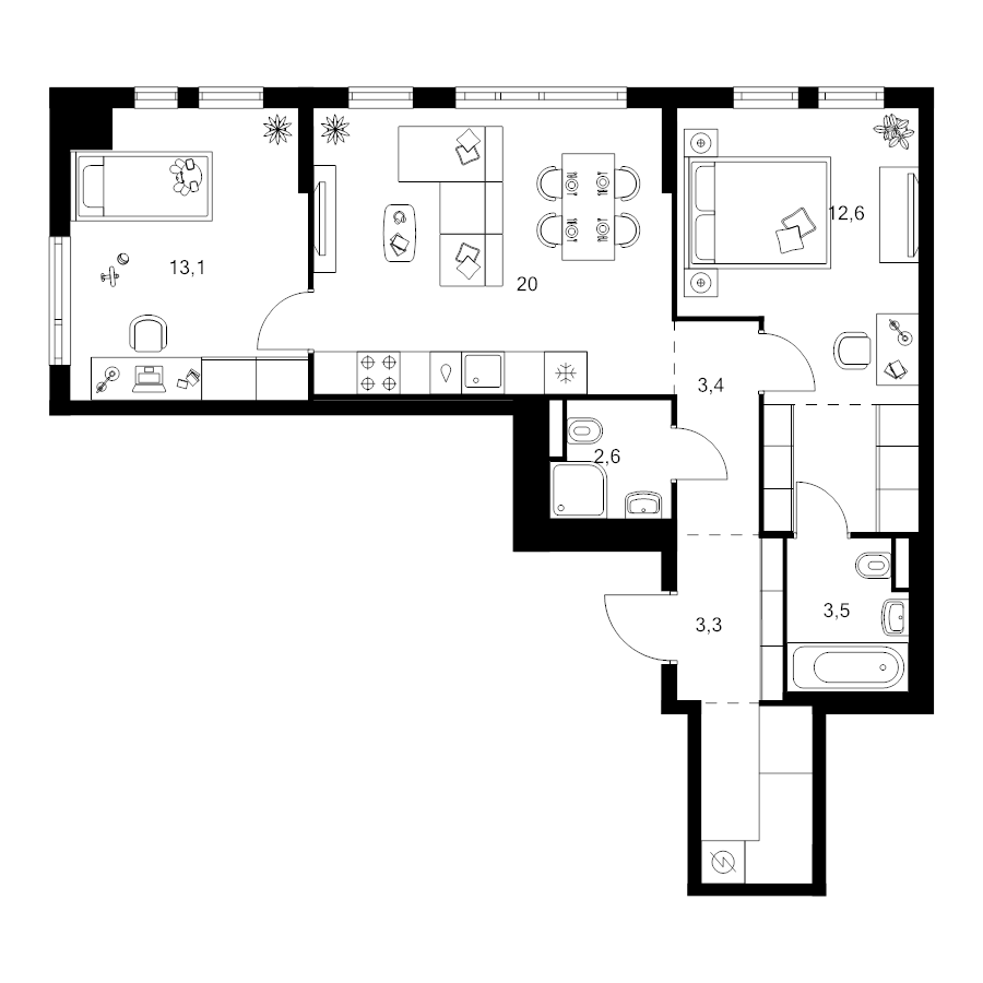 3 ккв (Евро) 66,3 м²