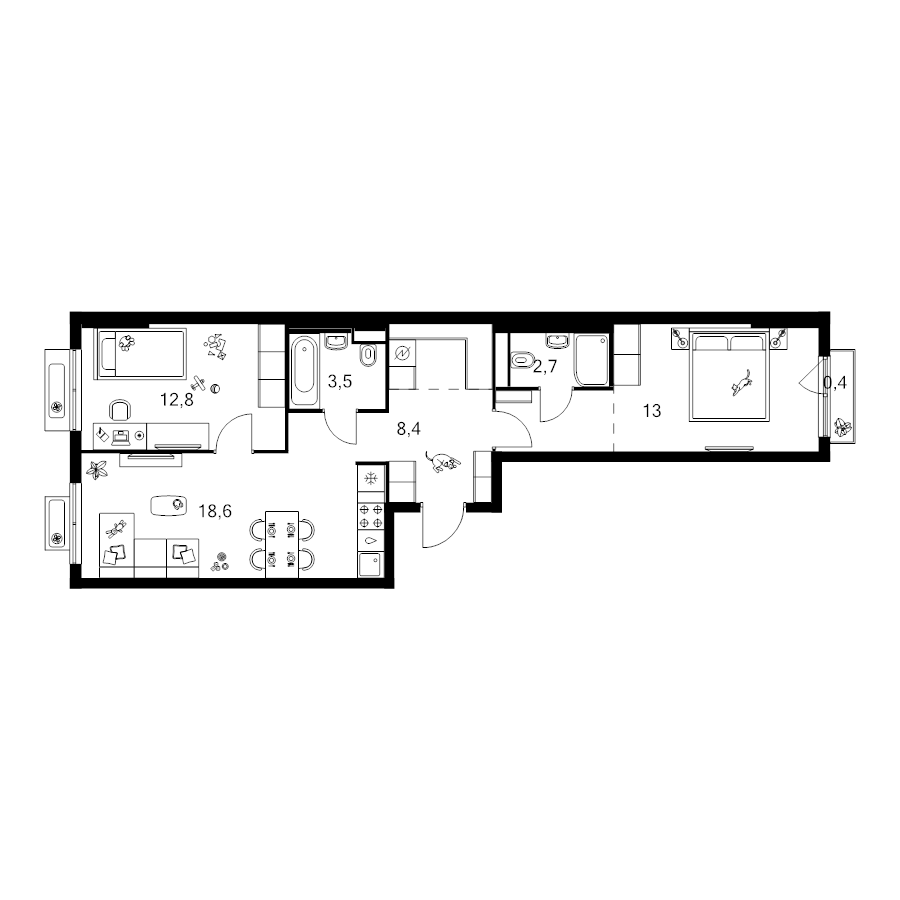 3 ккв (Евро) 66,5 м²