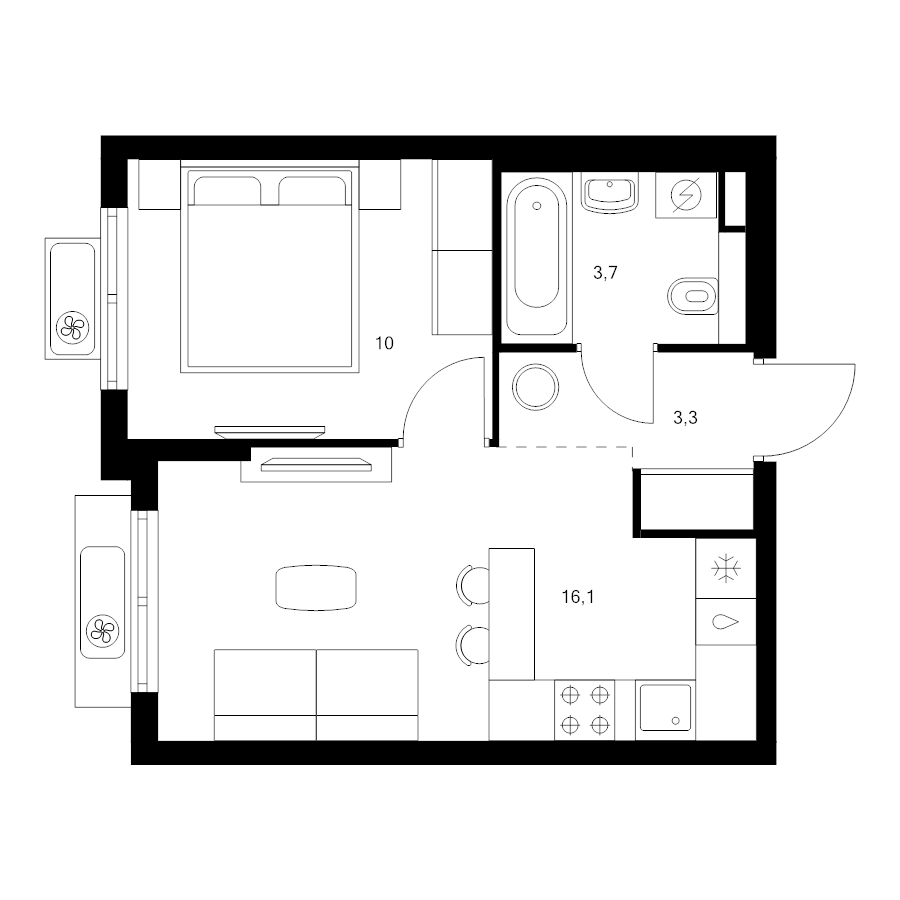 2 ккв (Евро) 33,1 м²