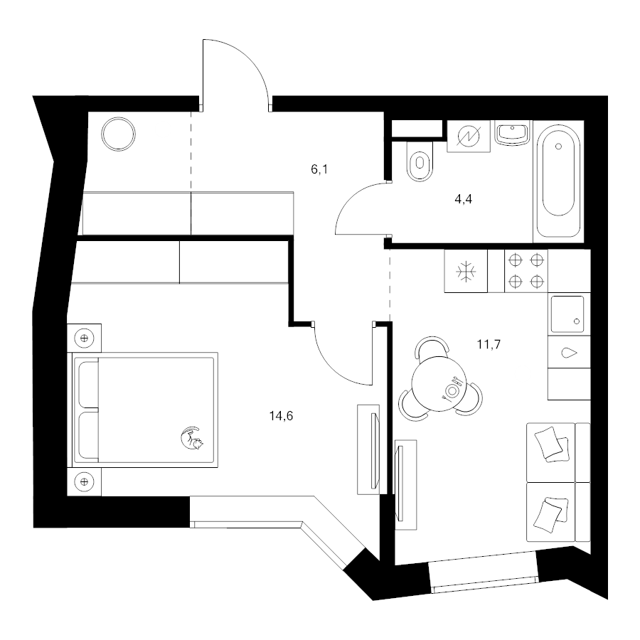 1 ккв 39,4 м²