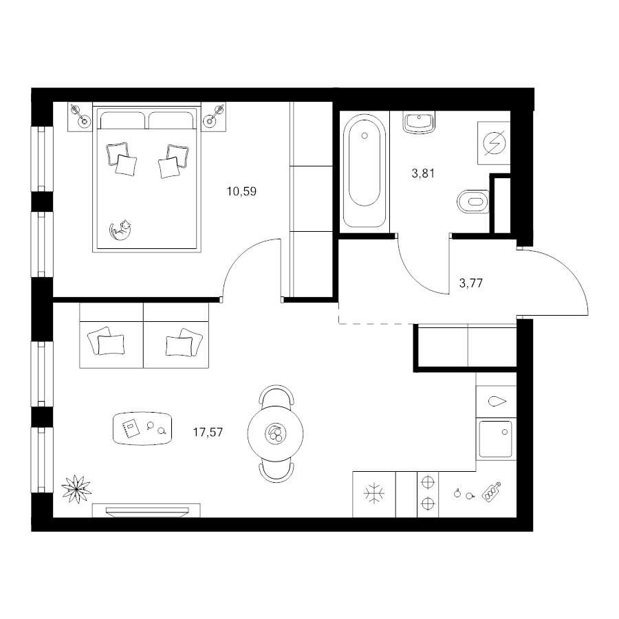 2 ккв (Евро) 35,7 м²